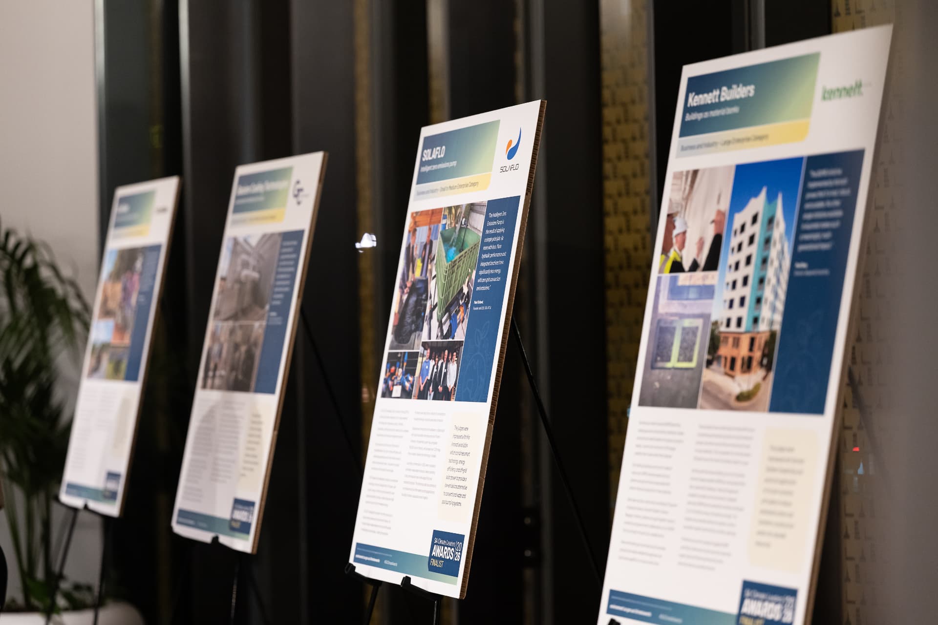 Finalist display boards on show at the SA Climate Leaders Awards